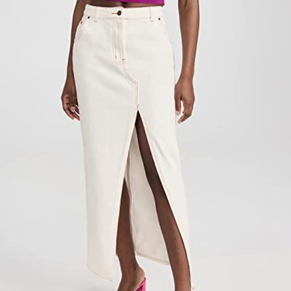 NWT Lioness Cream Denim Maxi Skirt